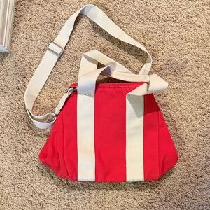 Lands End Red Canvas Shoulder Bag